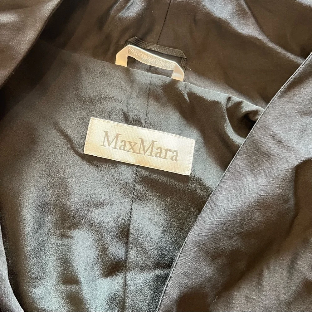 Max Mara 6 Black One Button Crop Business Jacket 3/4 Sleeves Linen Blend Italy